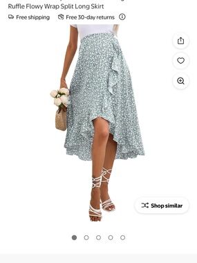 Maternity Floral High-low Skirt with ruffle detail